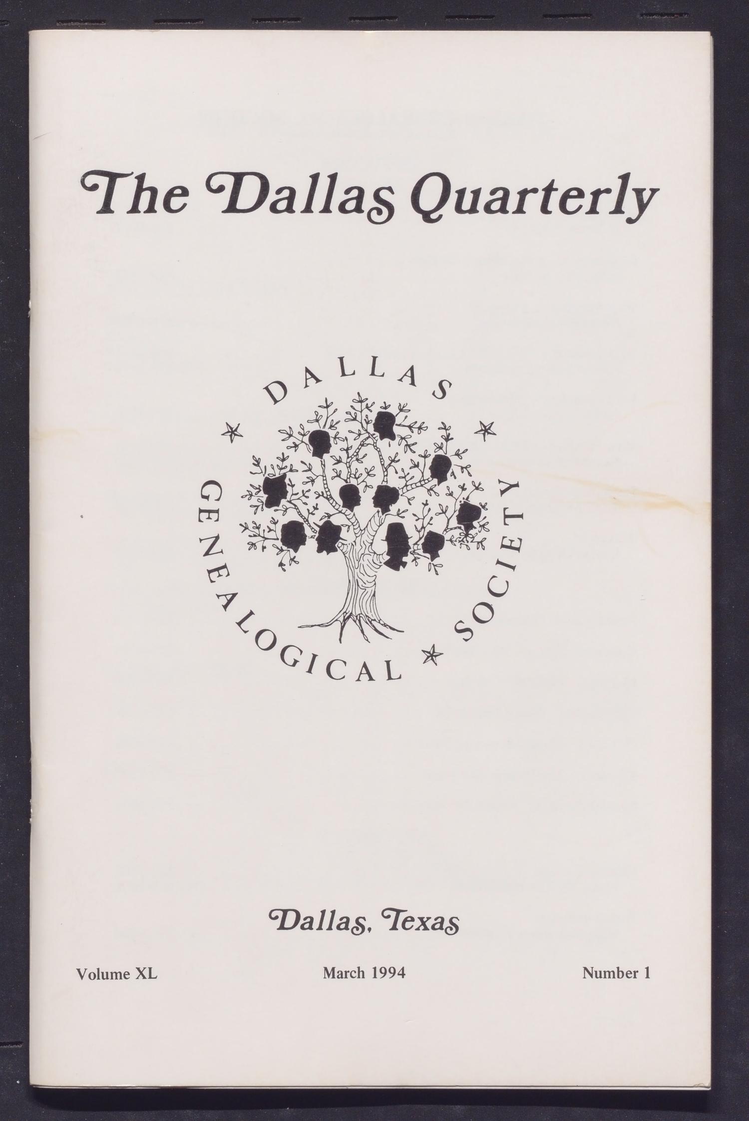 The Dallas Quarterly, Volume 40, Number 1, March 1994
                                                
                                                    Front Cover
                                                