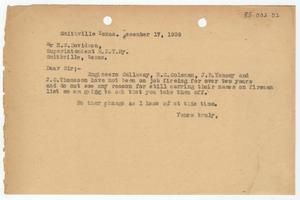 Primary view of object titled '[Letter to H. W. Davidson, December 17, 1939]'.