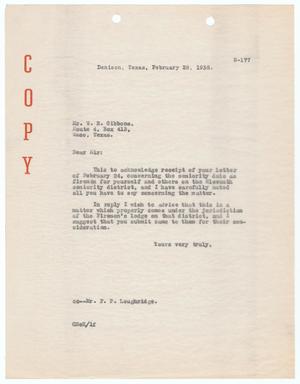Primary view of object titled '[Letter from F. P. Loughridge to W. R. Gibbons, February 28, 1938]'.