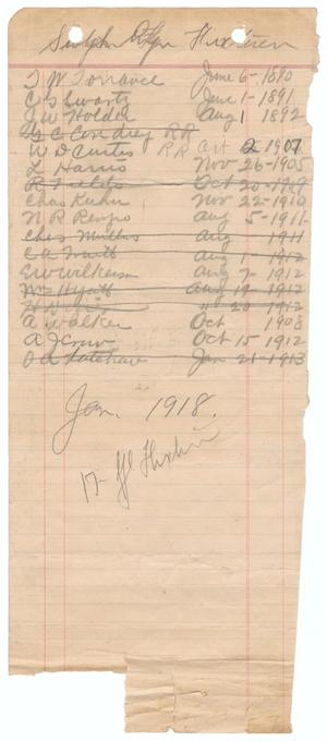 Primary view of object titled '[Handwritten Seniority List, 1918]'.
