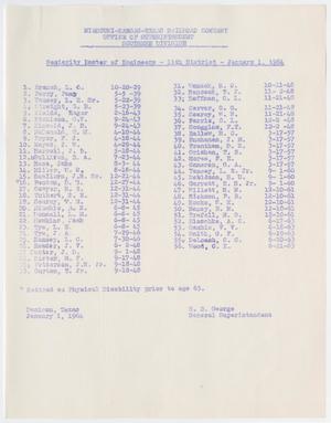 Missouri-Kansas-Texas Railroad Smithville District Seniority List: Engineers, January 1964