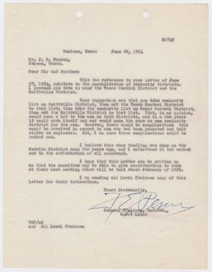 Primary view of object titled '[Letter from T. E. Penn to J. R. Duncan, June 29, 1954]'.