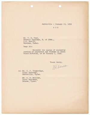 [Letter from T. H. Schaller to T. E. Penn, January 23, 1952]