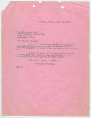 Primary view of object titled '[Letter to F. P. Loughridge, July 22, 1930]'.