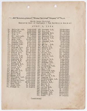 Missouri-Kansas-Texas Railroad Smithville District Seniority List: Engineers, July 1924