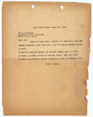 Primary view of object titled '[Letter to D. C. Dobbins, June 23, 1935]'.