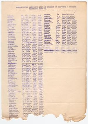Missouri-Kansas-Texas Railroad Smithville District Seniority List: Firemen, 1917