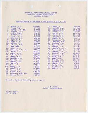 Missouri-Kansas-Texas Railroad Smithville District Seniority List: Engineers, July 1964