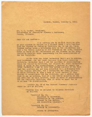 [Letter from Brotherhood of Locomotive Firemen and Enginemen to W. S. Carter, January 3, 1916]