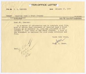 [Letter from Thomas L. James to I. H. Kempner, January 14, 1954]