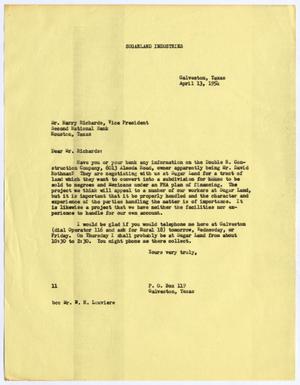[Letter from Isaac Herbert Kempner to Harry Richards, April 13, 1954]