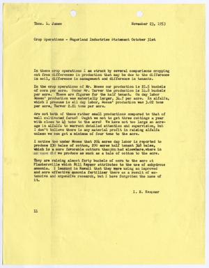 [Letter from I. H. Kempner to Thomas L. James, November 23, 1954]