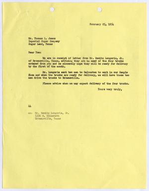 [Letter from A. H. Blackshear, Jr. to Thomas L. James, February 25, 1954]