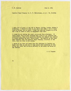 [Letter from Isaac Herbert Kempner to C. H. Jenkins, June 5, 1954]
