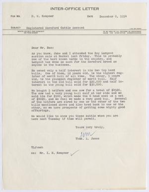[Letter from Thomas L. James to D. W. Kempner, December 8, 1954]