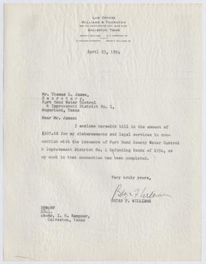 [Letter from Bryan F. Williams to Thomas L. James, April 23, 1954]