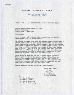 Primary view of object titled '[Letter from C. H. Jenkins to United Mercantile Agencies, Inc., December 9, 1954]'.