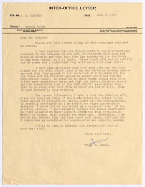 [Letter from Thomas Leroy James to Isaac Herbert Kempner, June 2, 1954]