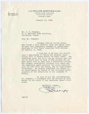 [Letter from Jay A. Phillips to Isaac Herbert Kempner, January 13, 1954]