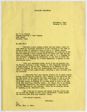 [Letter from I. H. Kempner to William J. Aicklen, November 8, 1954]