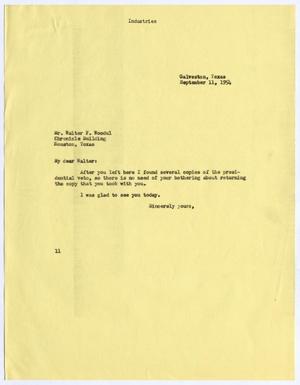 [Letter from Isaac Herbert Kempner to Walter F. Woodul, September 11, 1954]