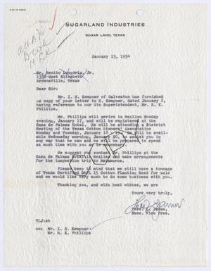 [Letter from Thomas L. James to Benito Longoria, Jr., January 13, 1954]
