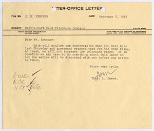 [Letter from Thomas L. James to I. H. Kempner, February 8, 1954]