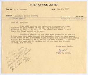 [Letter from Thomas Leroy James to Isaac Herbert Kempner, May 14, 1954]