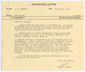 [Letter from Thomas Leroy James to Isaac Herbert Kempner, January 20, 1954]