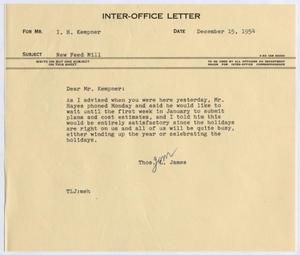 [Letter from Thomas L. James to I. H. Kempner, December 15, 1954]