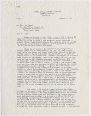 [Letter from Baker, Botts, Andrews & Shepherd to Thomas Leroy James, January 12, 1954]
