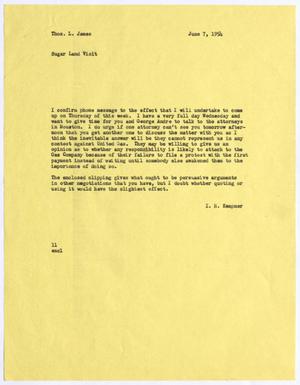 [Letter from Isaac Herbert Kempner to Thomas Leroy James, June 7, 1954]