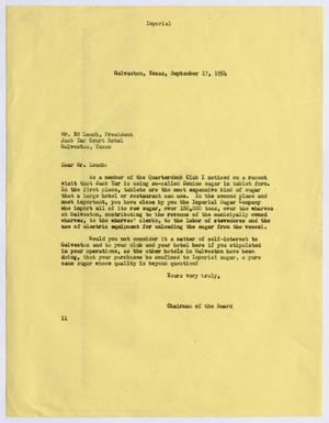 [Letter from I. H. Kempner to Ed Leach, September 17, 1954]