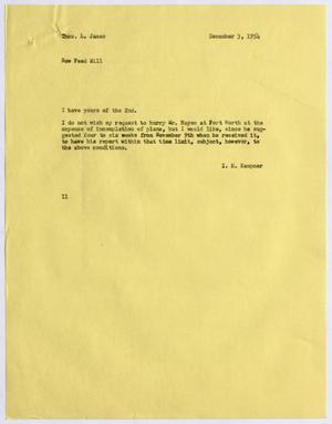 [Letter from I. H. Kempner to Thomas L. James, December 3, 1954]