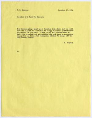 [Letter from Isaac Herbert Kempner to C. H. Jenkins, December 17, 1954]