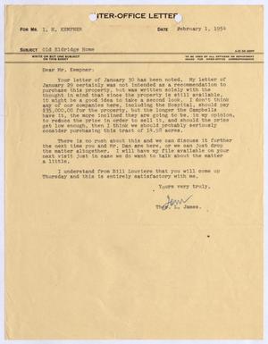 [Letter from Thomas L. James to I. H. Kempner, February 1, 1954]