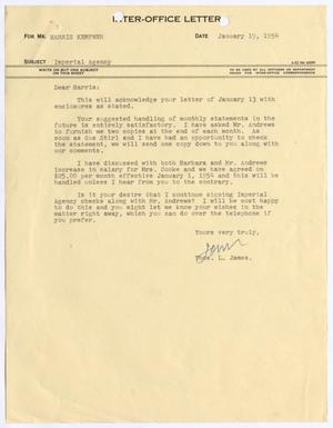 [Letter from Thomas L. James to Harris Kempner, January 19, 1954]