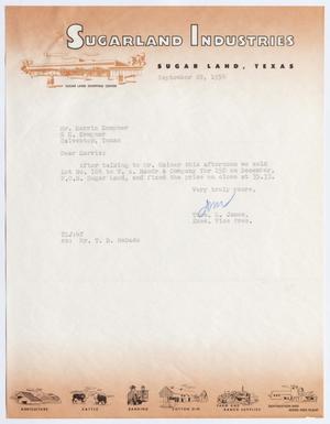 [Letter from Thomas L. James to Harris Kempner, September 22, 1954]