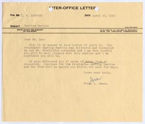 [Letter from Thomas L. James to D. W. Kempner, April 23, 1954]