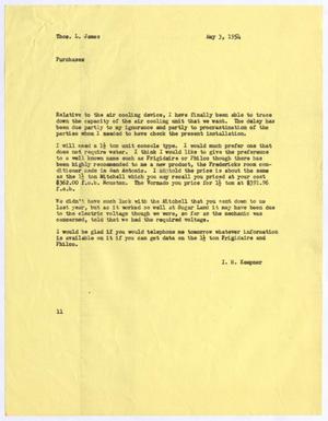 [Letter from I. H. Kempner to Thomas L. James, May 3, 1954]