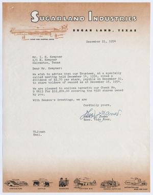 [Letter from Thomas Leroy James to Isaac Herbert Kempner, December 21, 1954]