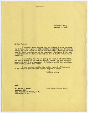 [Letter from Isaac Herbert Kempner to Walter F. Woodul, January 12, 1954]