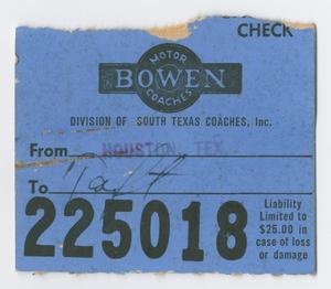 Primary view of object titled '[Baggage Tag 225018]'.