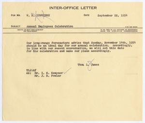 [Letter from Thomas Leroy James to William H. Louviere, September 22, 1954]