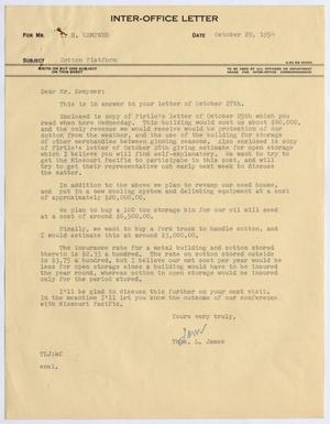 [Letter from Thomas L. James to I. H. Kempner, October 29, 1954]