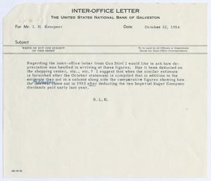 [Letter from Robert Lee Kempner to Isaac Herbert Kempner, October 22, 1954]