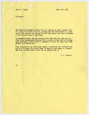 [Letter from I. H. Kempner to Thomas L. James, April 28, 1954]