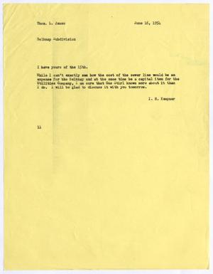 [Letter from Kempner Isaac Herbert to Thomas Leroy James, June 16, 1954]