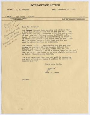 [Letter from Thomas L. James to I. H. Kempner, December 22, 1954]