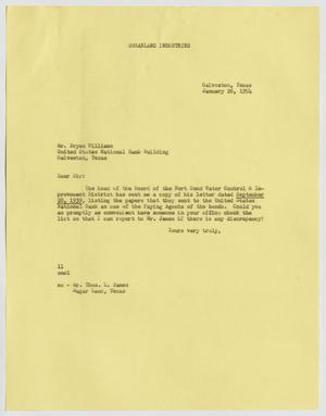 [Letter from Isaac Herbert Kempner to Bryan F. Williams, January 26, 1954]
